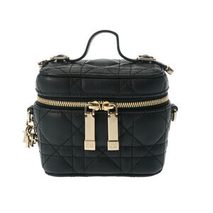 CHRISTIAN DIOR Cannage Lady Vanity Black Lambskin Handbag